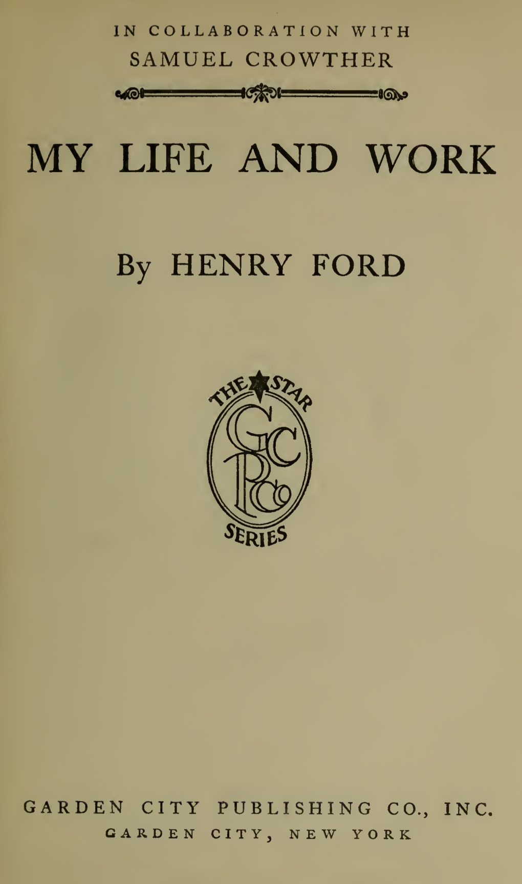 My Life and Work (1922) by Henry Ford